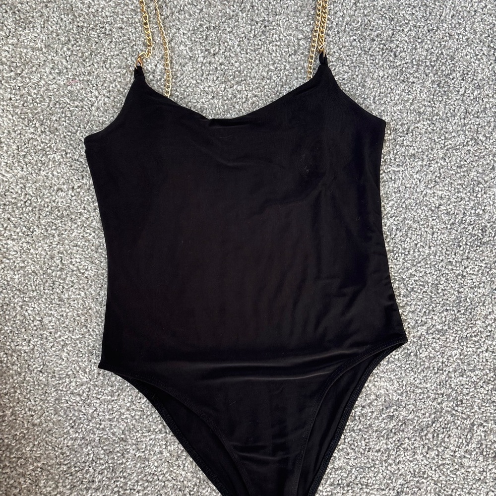 Forever 21 Black Top with Gold Chain Straps